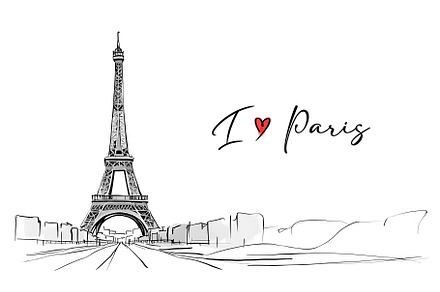 4K Eiffel Tower sketch, a Wallpaper Graphic by Elen_Art