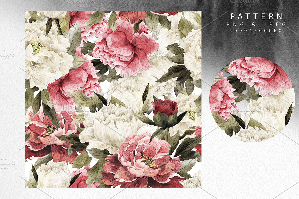 WATERCOLOR BUNDLE Peonies & Roses, an Illustration by ollalya (Photo 7 of 101)