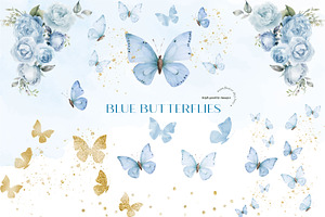 Blue And Gold Butterflies Clipart