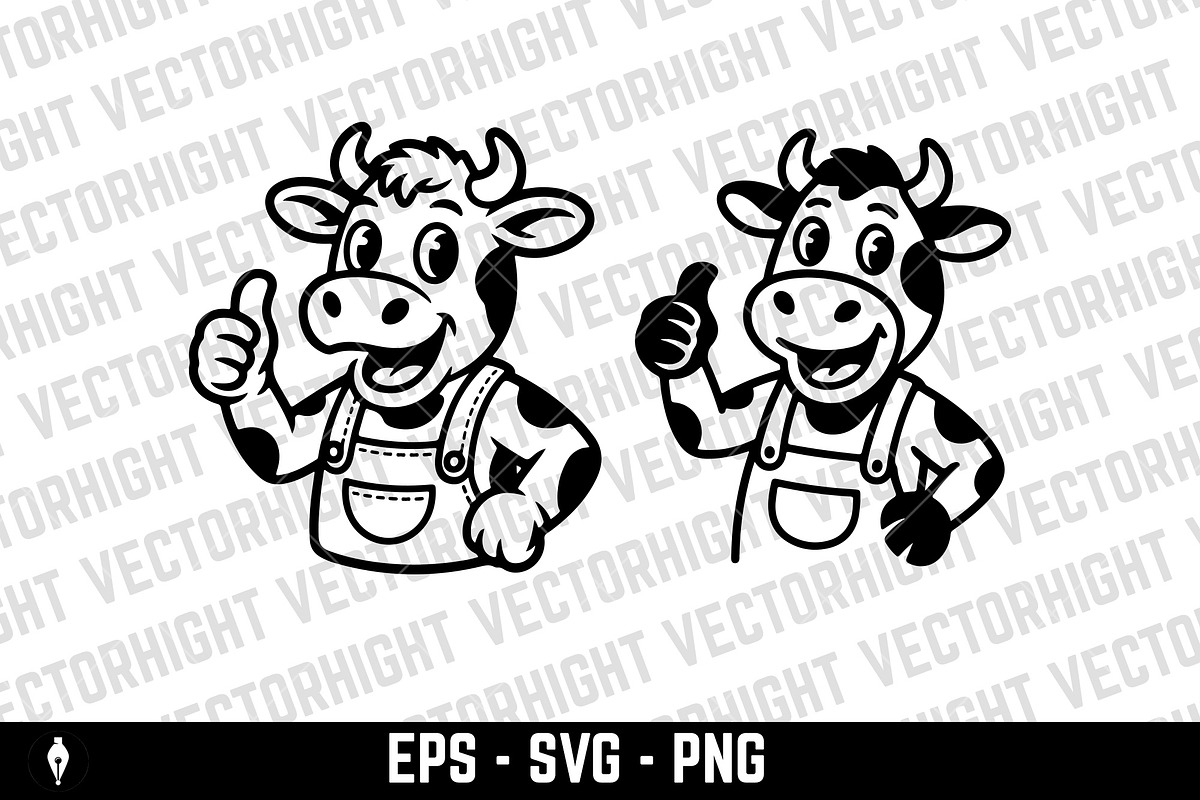 Mascot of a cheerful cow, an Animal Illustration by Vectorhight (Photo 2 of 3)