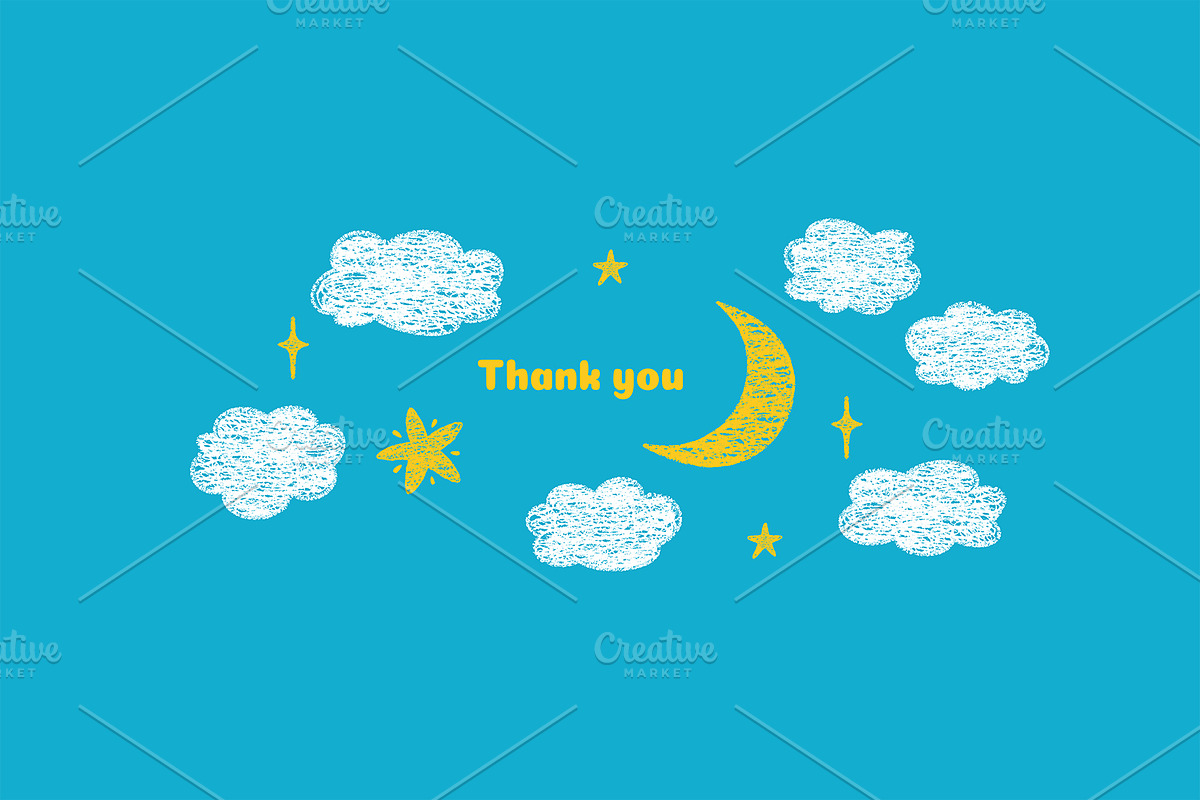 Crayon Clouds and Stars vector art, a Decorative Illustration by Neliakott ♥ (Photo 6 of 6)
