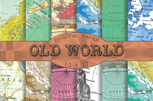 Vintage map patterns, 'Old world' preview 5