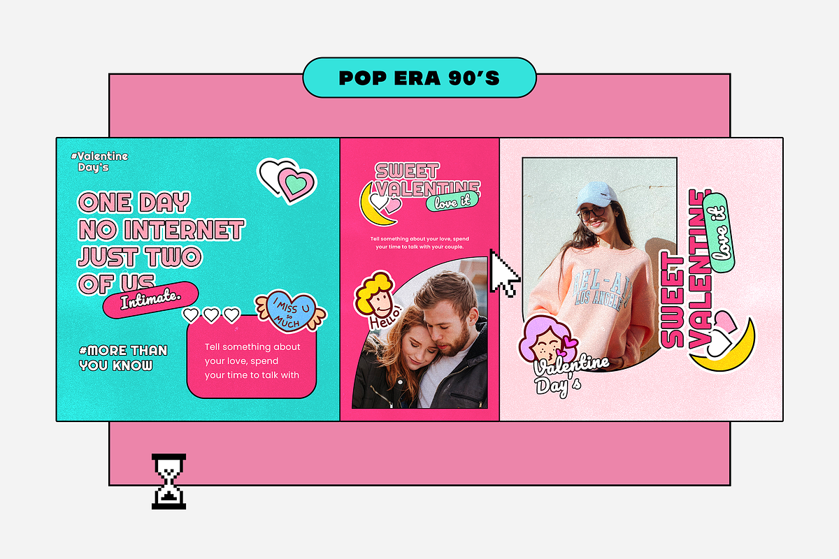 Pop Era 90s - Valentine’s Day, a Social Media Template by Sixtysix Labs (Photo 5 of 10)