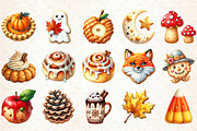 Watercolor Autumn Cookies Clipart, an Illustration by Rose Art (Thumbnail 2 of 5)