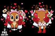 Valentine Reindeer Front & Back PNG, an Illustration by Daily.Designs (Thumbnail 2 of 3)