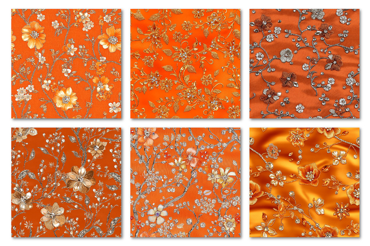 Rhinestone Embroidery Orange Fabric, a Texture Graphic by Dream Creation (Photo 2 of 5)