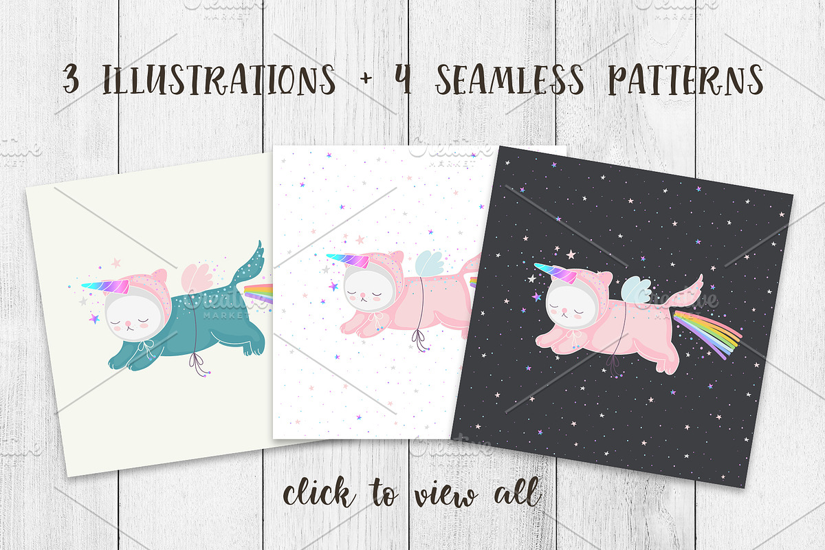 Unicorn Cat (posters and patterns), an Animal Illustration by Marina Demidova (Photo 2 of 3)