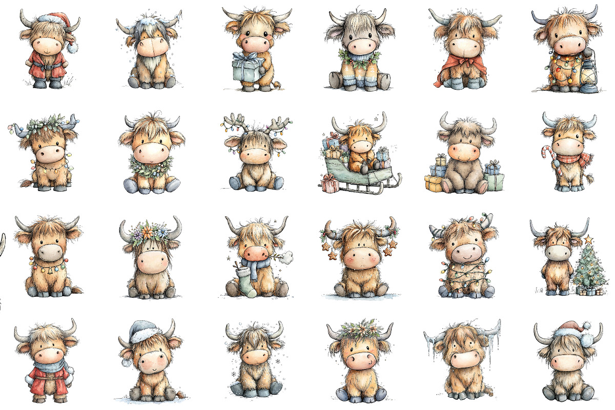 Christmas Highland Cow PNG Clipart, an Illustration by Sublimation Artist (Photo 2 of 6)