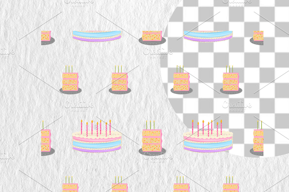 Dopamine Cakes Seamless Pattern Set, a Food Illustration by Oleksandra Illustrates (Photo 8 of 14)