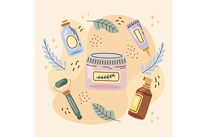 korean cosmetics icons, an Object Illustration by studiogstock