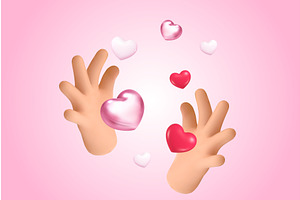 Hands flying hearts. 3d hand with, an Object Illustration by Stock-Smart-Start