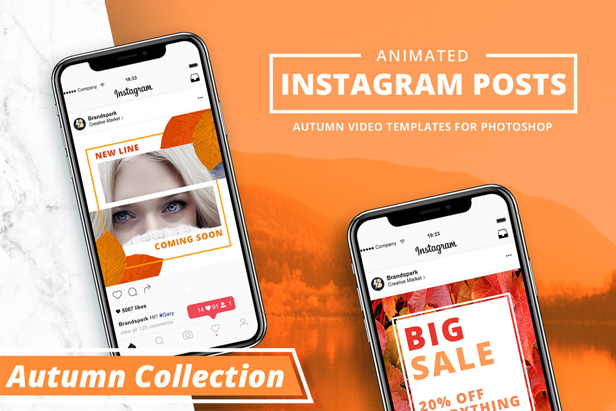 ANIMATED - Autumn Instagram Posts, a Social Media Template by Brandspark (Photo 1 of 9)