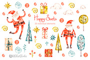 Happy Santa Claus. Christmas clipart, a Decorative Illustration by UlitkaStudio (Thumbnail 3 of 10)