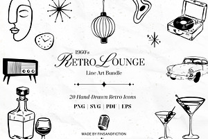 Retro Lounge Line Art Bundle