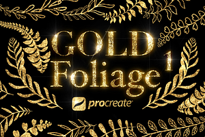 Procreate Brushes Gold Foliage Vol 1