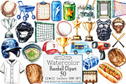Watercolor Baseball Clipart, a Seasonal Illustration by Design Market (Thumbnail 1 of 5)