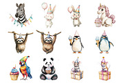 Whimsical Birthday Animals Clipart, an Illustration by Design Market (Thumbnail 3 of 4)