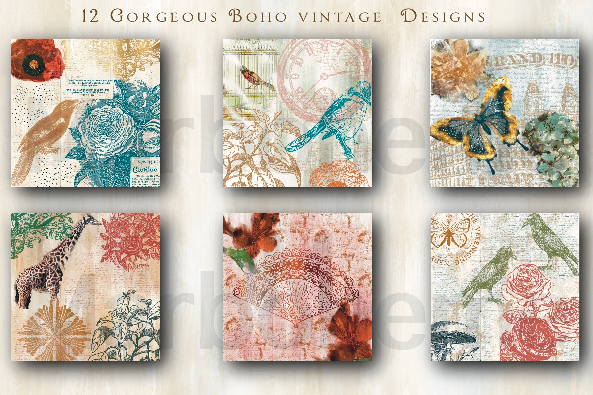Vintage Digital Papers 2, a Texture Illustration by Luna Y Mar (Photo 2 of 9)