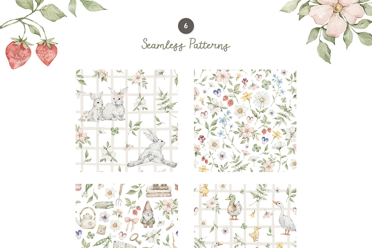 Spring Garden. Watercolor clipart, a Decorative Illustration by Kreker Kate (Photo 5 of 12)