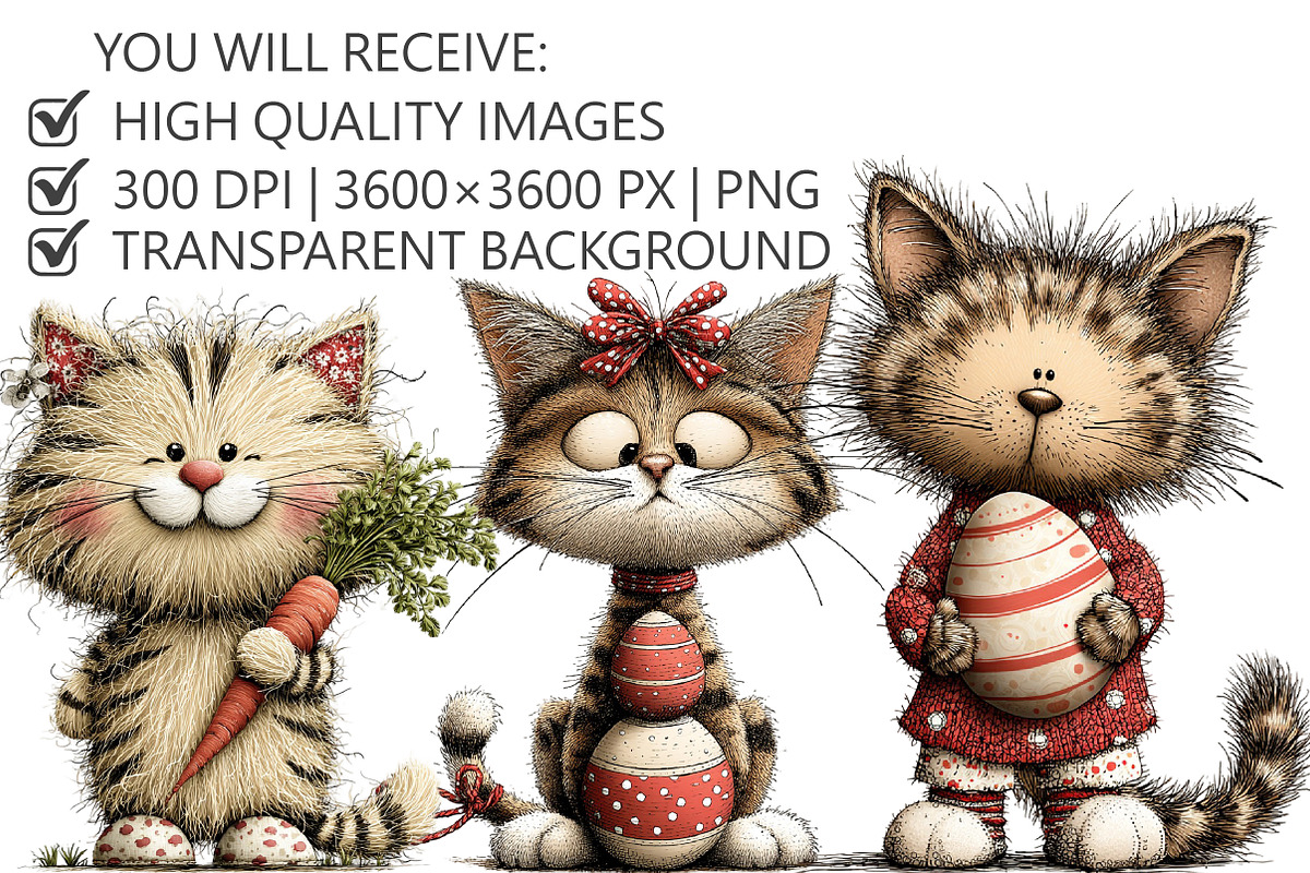 Whimsical Easter Cat Clipart, an Illustration by Pixels.Craft (Photo 2 of 5)