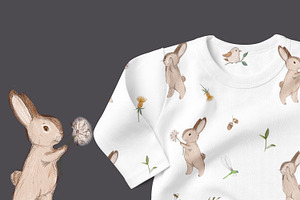 Little Rabbits Seamless Kids Pattern