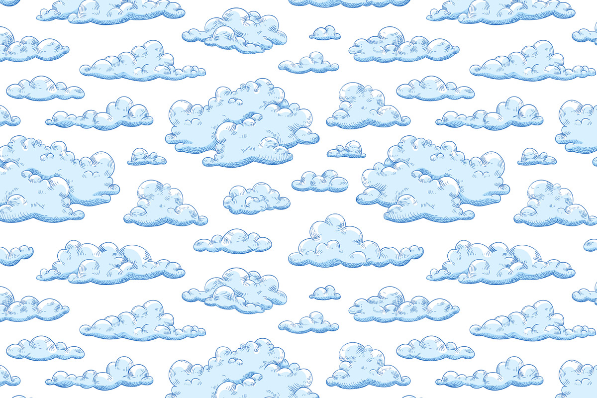 Fluffy clouds seamless patterns, a Pattern Graphic by Good Studio (Photo 2 of 5)