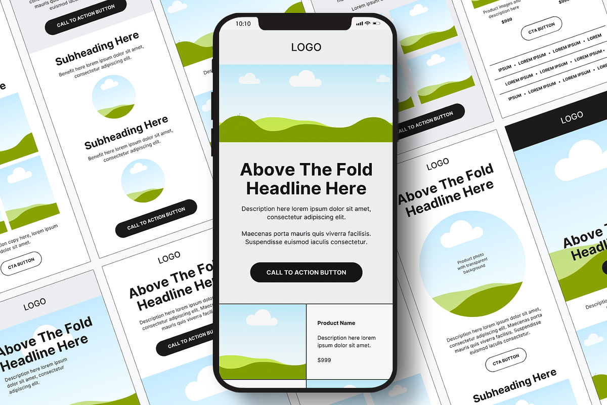 Email Wireframes Set 2, an Email Template by Creatif Foundry (Photo 1 of 8)