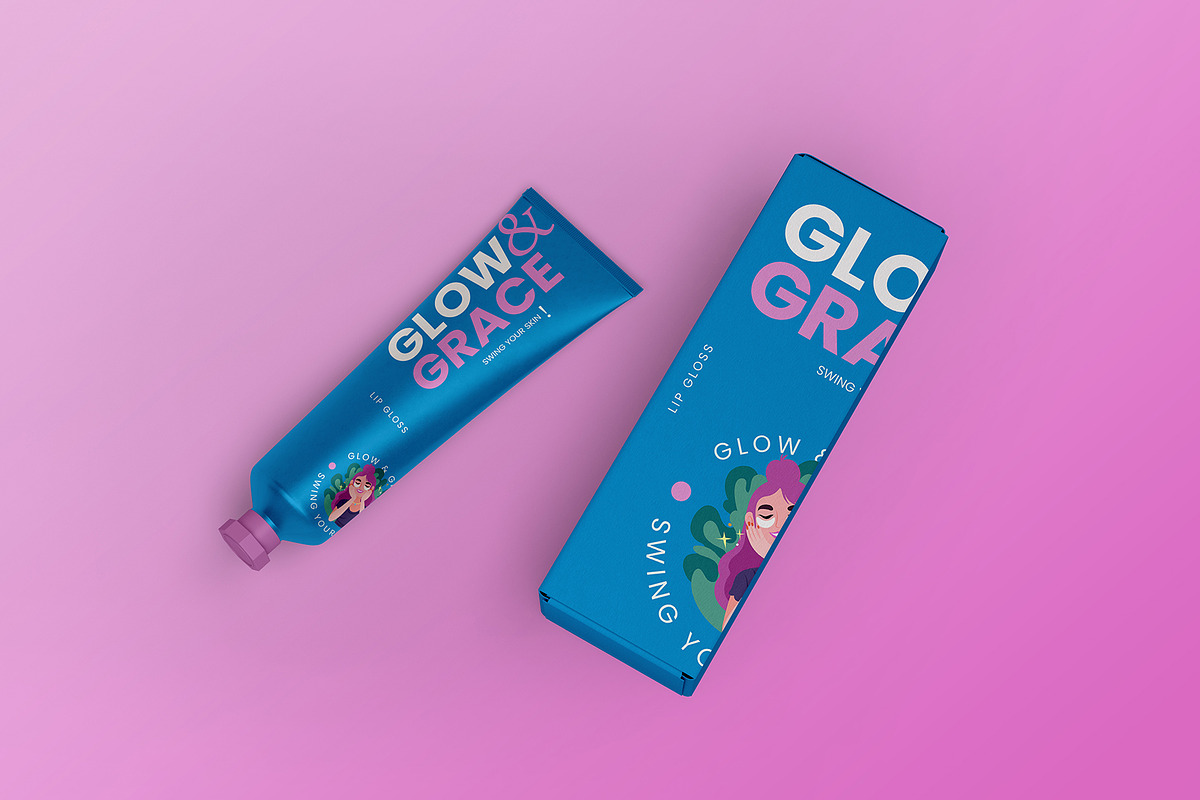 Matte Metallic Cosmetic Tube Mockup, a Packaging Mockup by Mocklux (Photo 2 of 3)