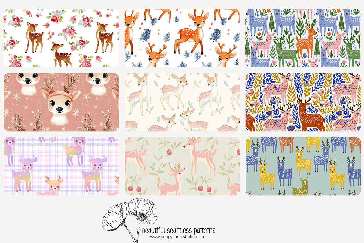 70 (kids) deer seamless pattern, a Pattern Graphic by Poppy Lane Studio (Photo 7 of 10)