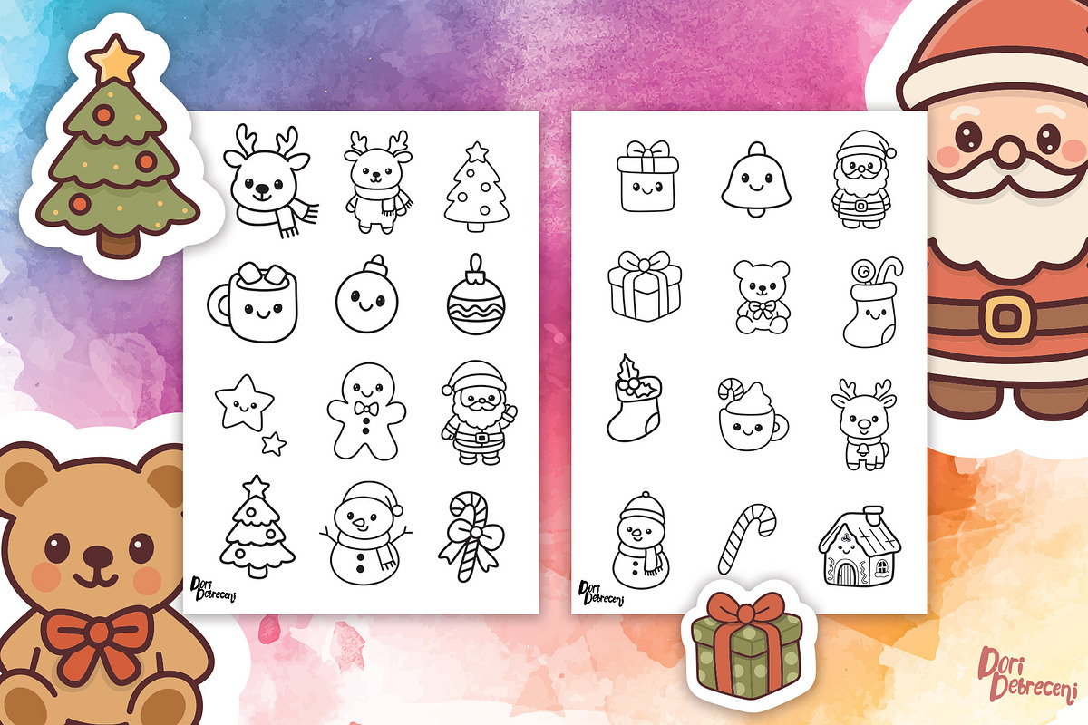 Cute Christmas Coloring Pages, a Graphic by Dori Debreceni draws (Photo 2 of 6)