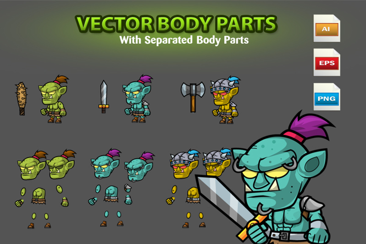 The Orcs Character Sprites 08, an Illustration by CreativeGameArt (Photo 2 of 4)