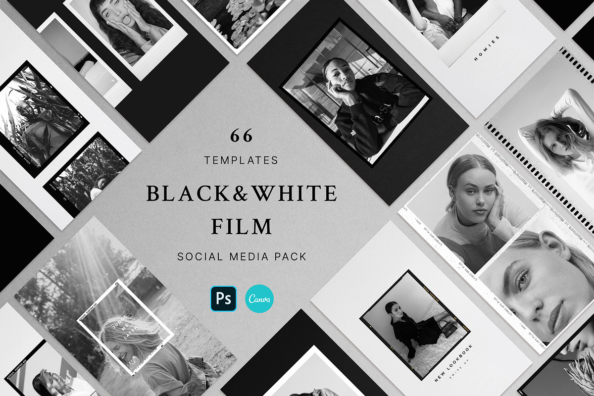 Black&White Film Frames Templates, a Social Media Template by Sparrow & Snow (Photo 1 of 11)