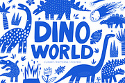 Dino World Clipart Collection, an Animal Illustration by Funny Bug (Thumbnail 1 of 9)