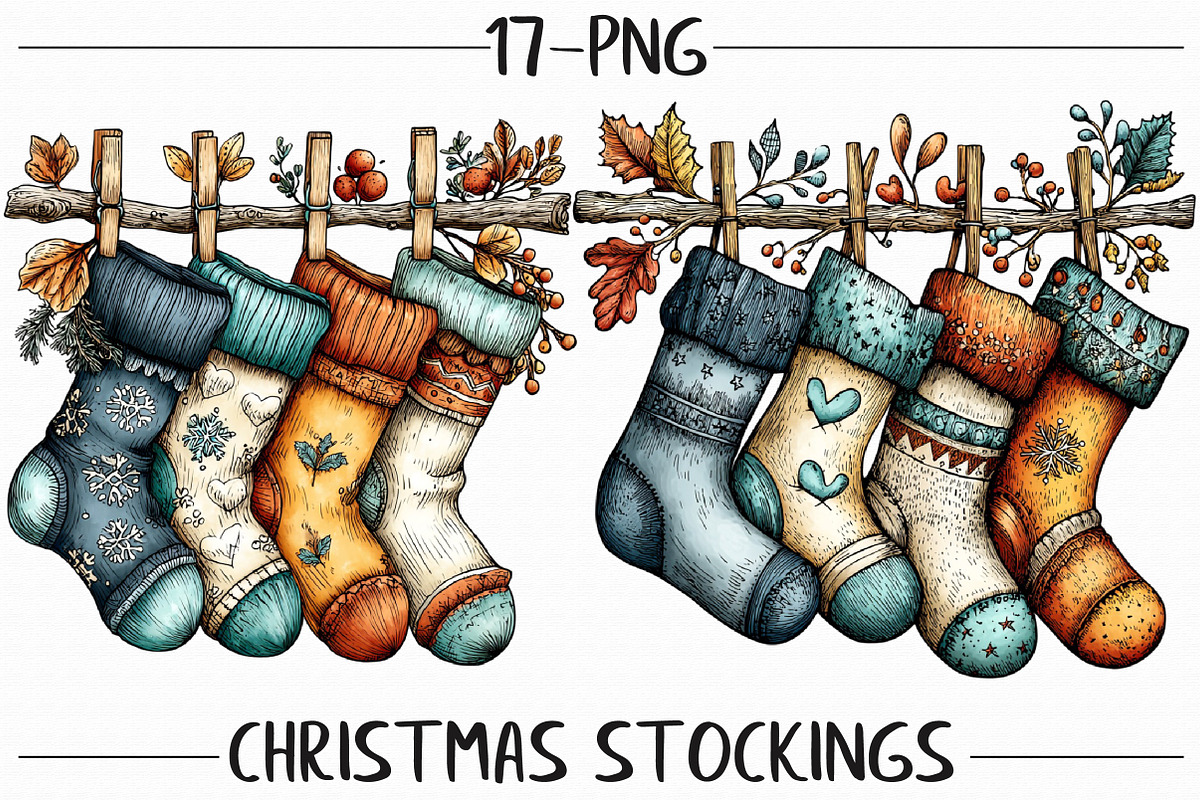 Christmas Stockings Clipart, an Illustration by Libby Wishes (Photo 1 of 7)
