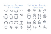 Baby Clothes Garment Thin Line Icons, an Outline Icon by Vectorikart (Thumbnail 2 of 6)
