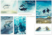 Watercolor Oceans, an Animal Illustration by Budogoshch (Thumbnail 3 of 11)