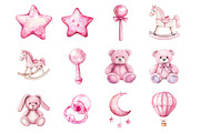 Pink Baby Girl Nursery Clipart, an Illustration by Design Market (Thumbnail 2 of 3)