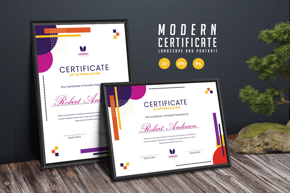 549. Modern Certificate Template, a Stationery Template by CreativeRezwan (Photo 1 of 3)