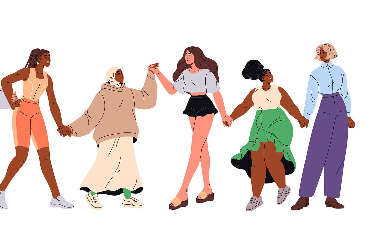 Diverse happy women group, a Person Illustration by PaperTrident (Photo 5 of 5)