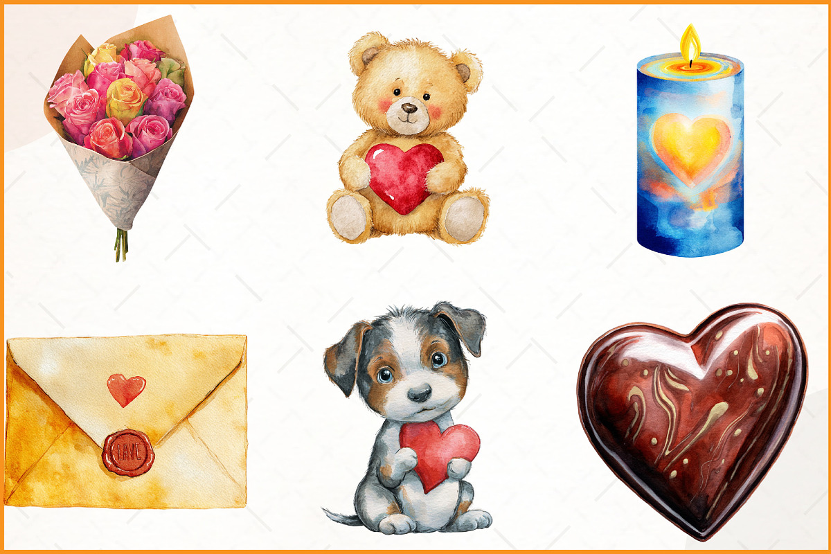 Valentines Day Clipart Png, an Illustration by Watercolor design (Photo 4 of 4)