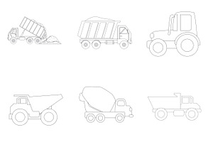 Construction Vehicle Outlines Set 1