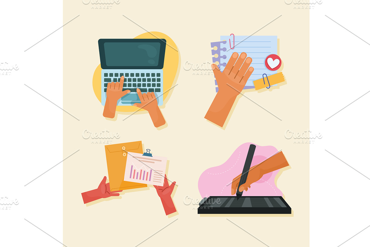 scenes of hands working, an Object Illustration by studiogstock