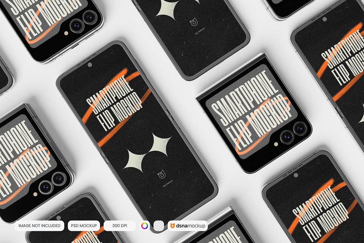 Smartphone Galaxy Z Flip Mockup V2, an Android Mockup by DSNA Mockup (Photo 6 of 6)