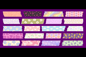 Adhesive color washi tape pieces