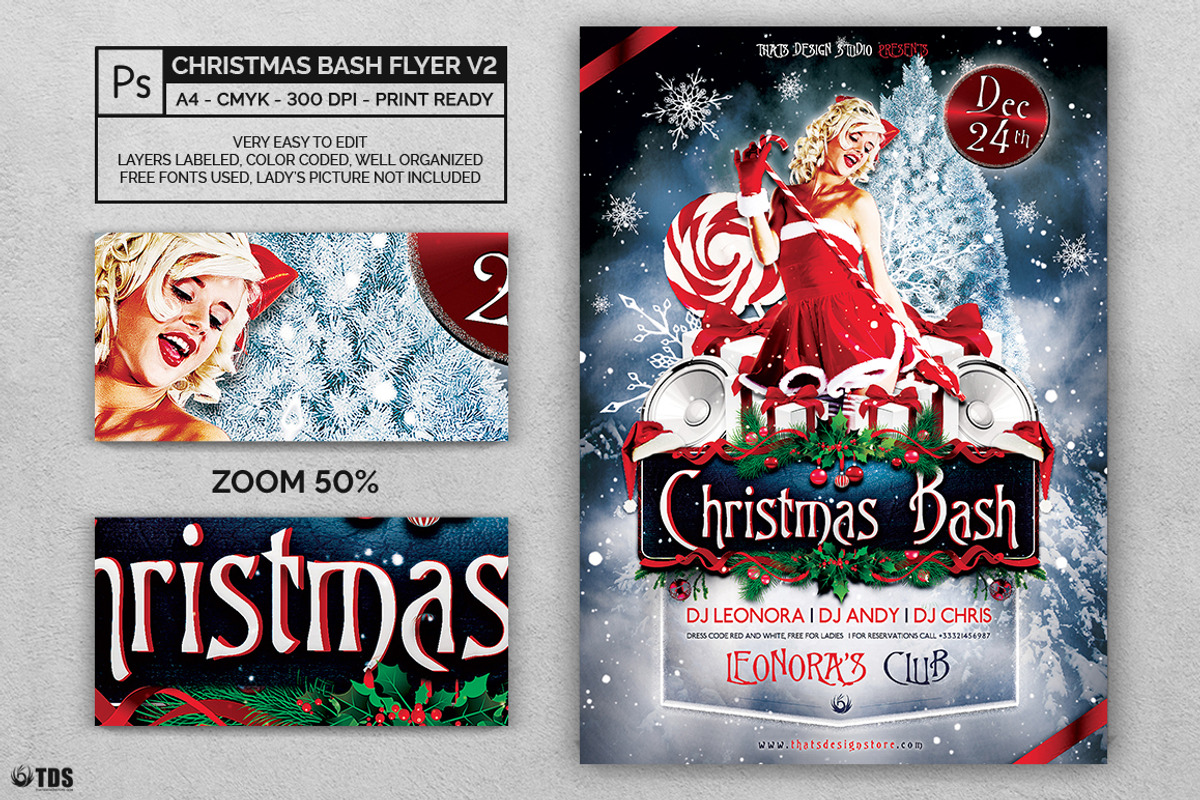 Christmas Bash Flyer Template V1, a Flyer Template by ThatsDesignArt (Photo 2 of 7)