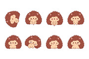 Kawaii Hedgehog Set Illustrations, an Animal Illustration by ArtVarStudio (Thumbnail 2 of 4)
