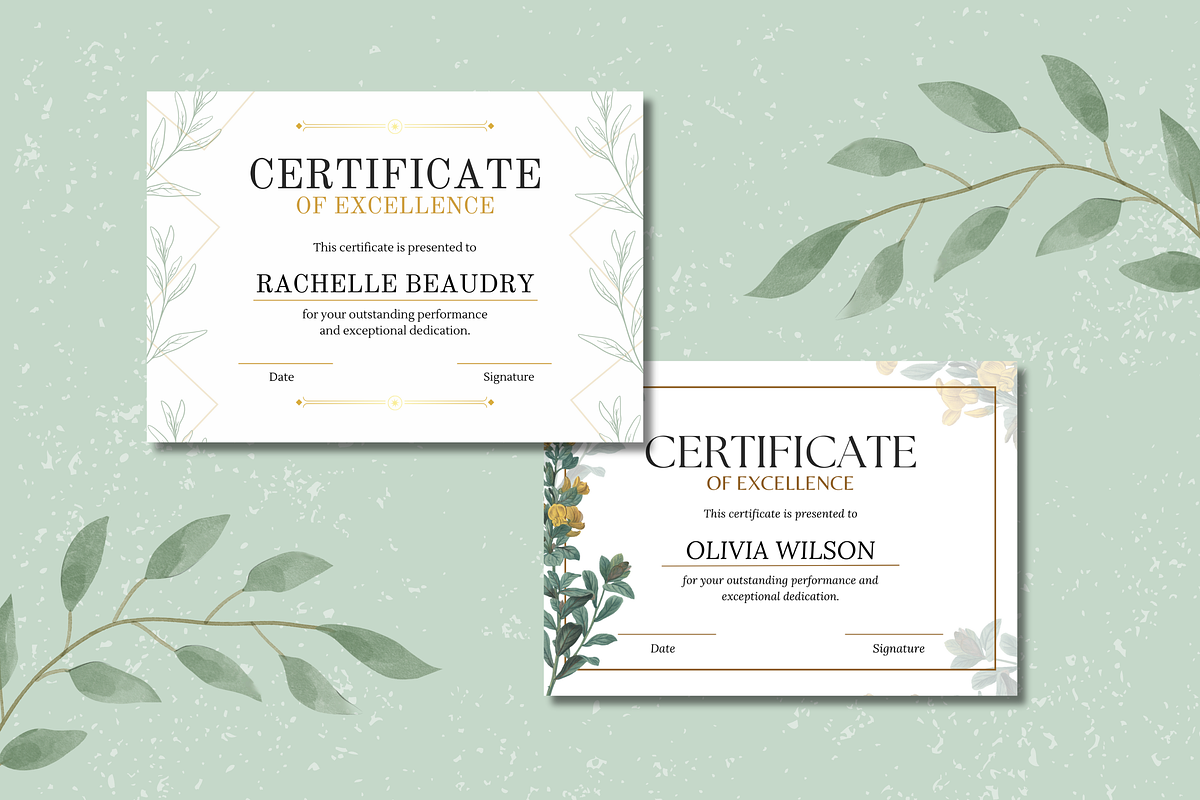 5 Organic Certificates Templates, a Templates & Theme by TemplateCastleStore (Photo 2 of 9)