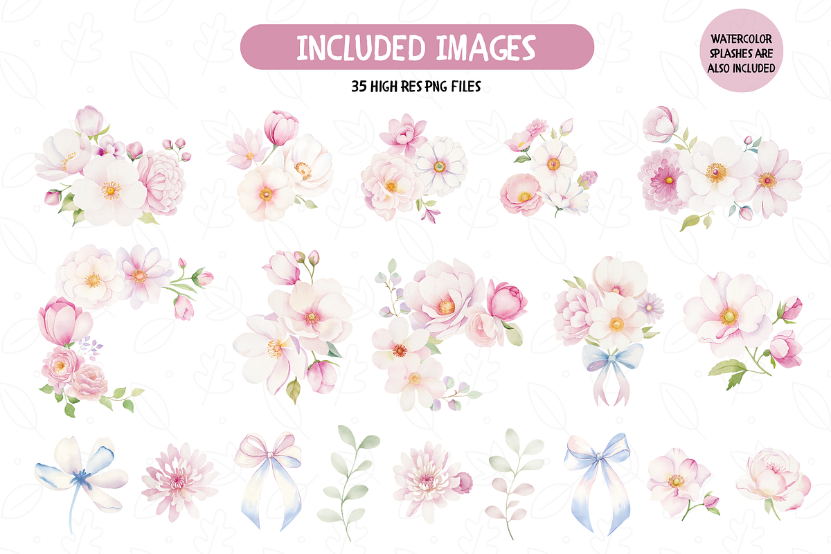 Watercolor Elegant Pink Flowers, an Illustration by TatiMockup (Photo 2 of 4)