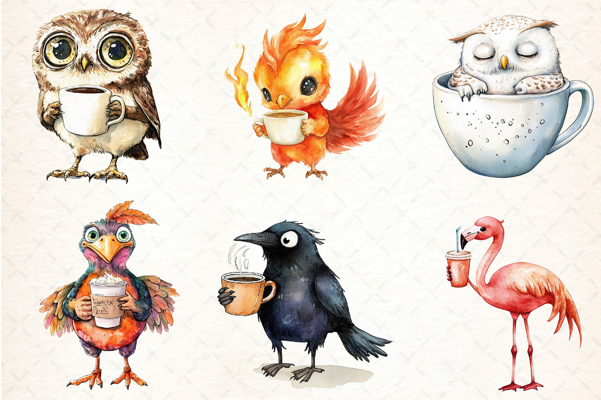 Funny Cartoon Caffeinated Quirky Bir, an Illustration by DreamCafeArt (Photo 2 of 5)