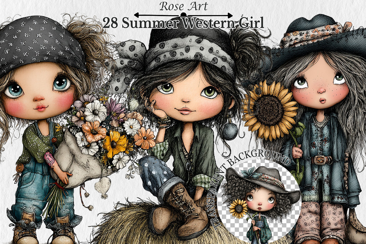 Whimsical Summer Western Girl, a Seasonal Illustration by Rose Art (Photo 1 of 5)